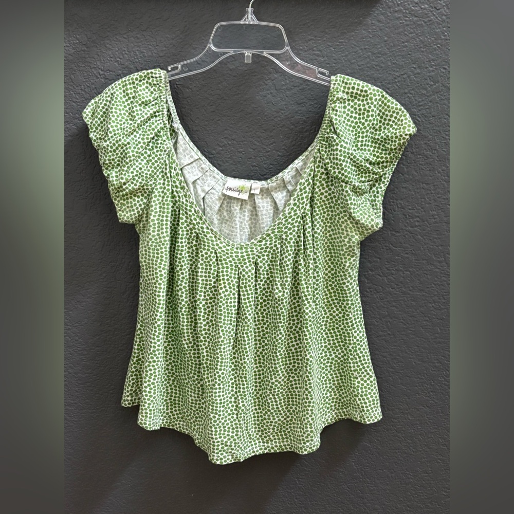 🔶3/$50🔸 Anthropologie PORRIDGE Green Cotton Polka Dot Top